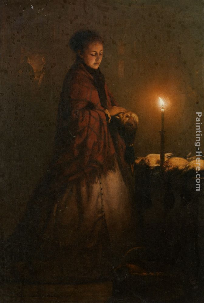Selling game at the Groenmarkt in the Hague painting - Petrus Van Schendel Selling game at the Groenmarkt in the Hague art painting